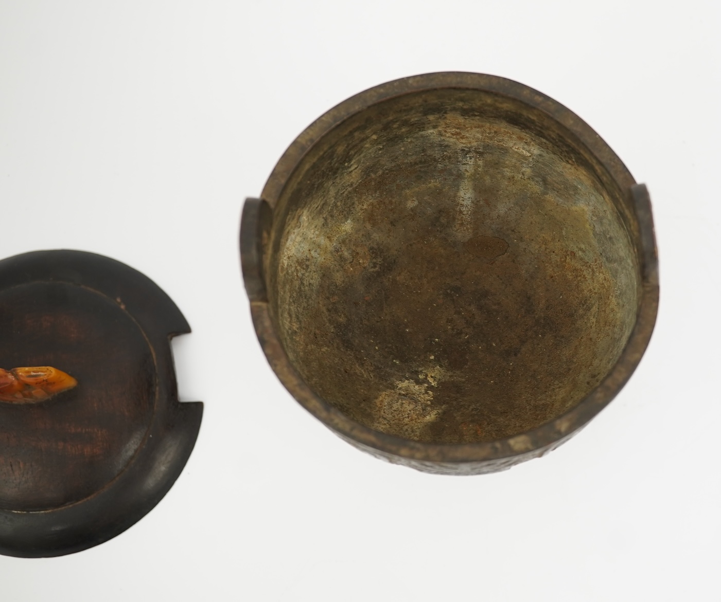 A Chinese bronze tripod censer and cover, ding, late Ming Dynasty